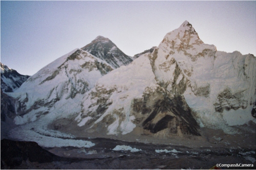 Mount Everest and Nuptse before sunrise