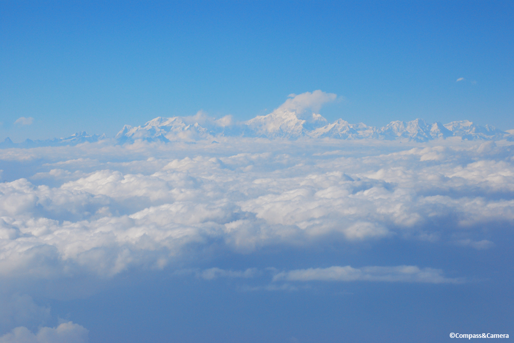 View of the Himalayas from the airplane